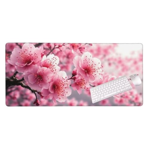 Gaming Mauspad Rosa Kirschblüten Mauspad, Mousepad XXL 1000x600 mm, Mauspad Gaming Zubehör mit Anti Rutsch Basis Mouse Pad Wasserdicht und Langlebig Gaming Zubehör für Home Office Zimmer Deko S-4079 von Shozhoo