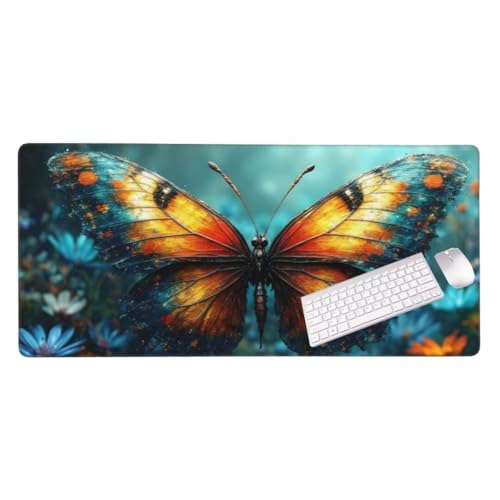 Mauspad XXL 1400x600x3 mm, Groß Gaming Mauspad Bunter Schmetterling, Wetterfest Schreibtisch Mousepad, Mouse Pad Verbessert Präzision und Geschwindigkeit, Gaming Zubehör für Home Zimmer Deko S-676 von Shozhoo