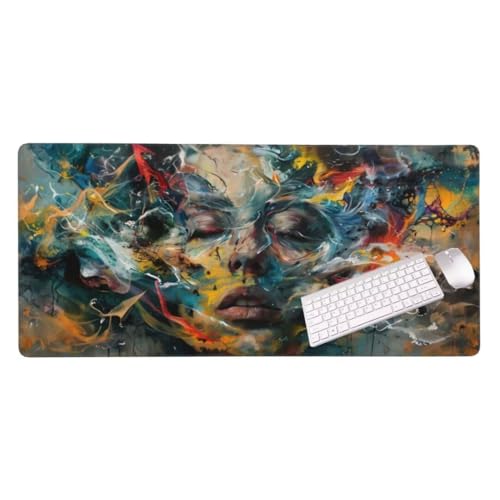 Mauspad XXL 900x300x3 mm, Groß Gaming Mauspad Abstrakte Frau, Wetterfest Schreibtisch Mousepad, Mouse Pad Verbessert Präzision und Geschwindigkeit, Gaming Zubehör für Home Zimmer Deko S-2268 von Shozhoo