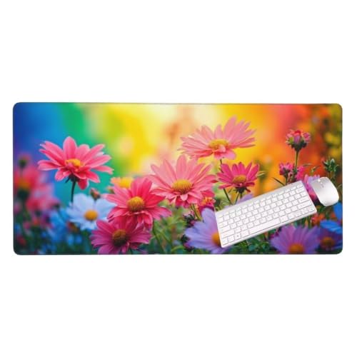 Mauspad XXL 900x300x3 mm, Groß Gaming Mauspad Bunte Blumen, Wetterfest Schreibtisch Mousepad, Mouse Pad Verbessert Präzision und Geschwindigkeit, Gaming Zubehör für Home Zimmer Deko S-825 von Shozhoo