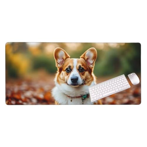 Tier Corgi Mauspad, Groß Gaming Mauspad XXL 900x400 mm, Design Vernähte Kanten, Wetterfest Anti Rutsch Mousepad, Utschfeste Gummibasis, Großer Erweiterter Schreibtisch Schutz für Home Office S-3114 von Shozhoo