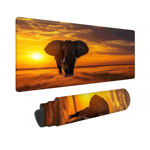 Gaming Mauspad 1200 x 400 mm, XXL Mauspad Tier Elefant, Großes Mousepad mit Vernähten Kanten, Wasserdicht und Rutschfest Mouse Pad, Verbessert Präzision und Geschwindigkeit, Geschenke für Männer F-869 von Shueayin