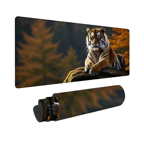 Gaming Mauspad 1200 x 400 mm, XXL Mauspad Tier Tiger, Großes Mousepad mit Vernähten Kanten, Wasserdicht und rutschfest Mouse Pad, Verbessert Präzision und Geschwindigkeit, Geschenke für Männer F-834 von Shueayin