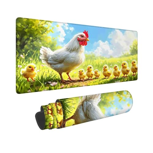 Gaming Mauspad XXL 1000 x 500 mm, Mauspad Niedlich Huhn, Großes Mousepad mit Vernähten Kanten, Wasserdicht und Rutschfest Mouse Pad, Verbessert Präzision und Geschwindigkeit, Geschenke für Männer F-57 von Shueayin