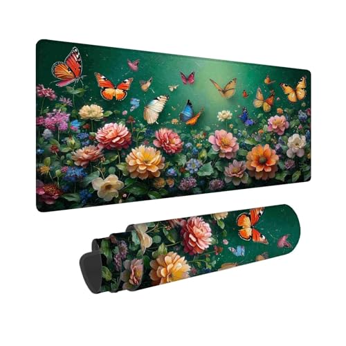 Mauspad 1200 x 600 mm, XXL Mousepad Farbe Gaming Mauspad, Wasserabweisend Mauspad Blume Desk Mat, Vernähten Kanten Mouse Pad, Schreibtischunterlage mit Rutschfester Gummibasis für PC, Laptop F-288 von Shueayin