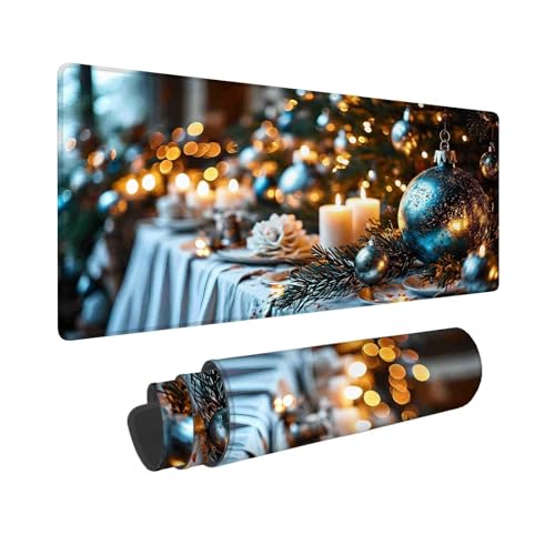 Gaming Mauspad XXL 600 x 300 mm, Mauspad Grau Weihnachten, Mousepad mit Vernähten Kanten, Wasserdicht und rutschfest Mouse Pad, Verbessert Präzision und Geschwindigkeit, Geschenke für Männer F-330 von Shueayin