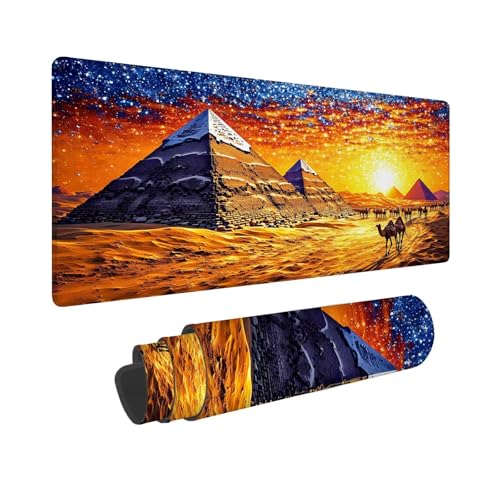 Gaming Mauspad XXL 600 x 300 mm, Mauspad Landschaft Wüste, Mousepad mit Vernähten Kanten, Wasserdicht und rutschfest Mouse Pad, Verbessert Präzision und Geschwindigkeit, Geschenke für Männer F-65 von Shueayin