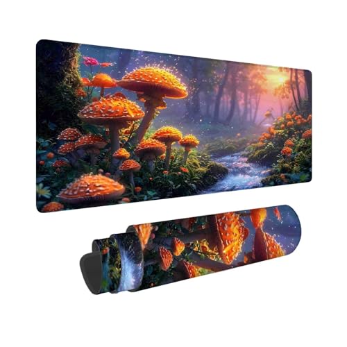 Gaming Mauspad XXL 800 x 300 mm, Mauspad Landschaft Wald, Mousepad mit Vernähten Kanten, Wasserdicht und rutschfest Mouse Pad, Verbessert Präzision und Geschwindigkeit, Geschenke für Männer F-115 von Shueayin