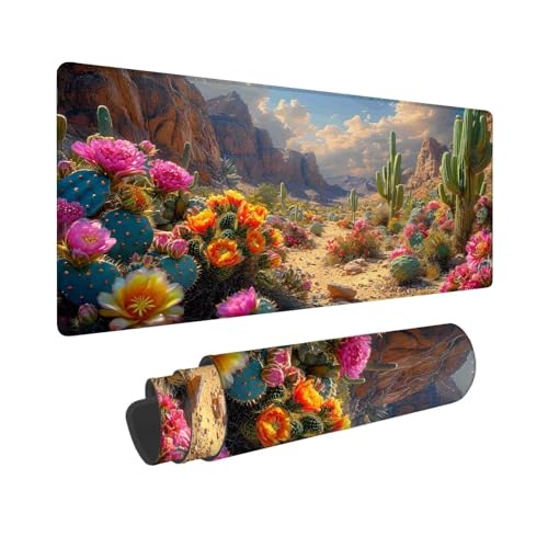 Gaming Mauspad XXL 900 x 400 mm, Mauspad Landschaft Blume, Mousepad mit Vernähten Kanten, Wasserdicht und rutschfest Mouse Pad, Verbessert Präzision und Geschwindigkeit, Geschenke für Männer F-201 von Shueayin