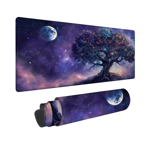 Mauspad 1200 x 600 mm, XXL Mousepad Lila Gaming Mauspad, Wasserabweisend Mauspad Sternenhimmel, Vernähten Kanten Mouse Pad, Schreibtischunterlage mit Rutschfester Gummibasis für PC, Laptop F-847 von Shueayin