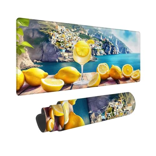 Mauspad 800 x 400 mm, XXL Mousepad Landschaft Gaming Mauspad, Wasserabweisend Mauspad Meer Desk Mat, Vernähten Kanten Mouse Pad, Schreibtischunterlage mit Rutschfester Gummibasis für PC, Laptop F-844 von Shueayin