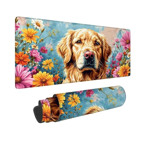 Mauspad XXL 1000 x 400 mm, Mousepad Tier Gaming Mauspad, Wasserabweisend Mauspad Hund Desk Mat, Vernähten Kanten Mouse Pad, Schreibtischunterlage mit Rutschfester Gummibasis, Geschenke für Männer F-33 von Shueayin