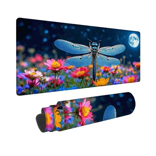 Mauspad XXL 1200 x 400 mm, Mousepad Tier Gaming Mauspad, Wasserabweisend Mauspad Blume Desk Mat, Vernähten Kanten Mouse Pad, Schreibtischunterlage mit Rutschfester Gummibasis für PC, Laptop F-44 von Shueayin