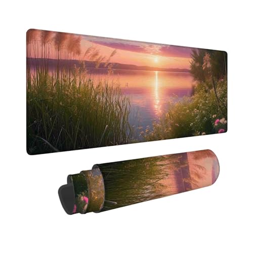 Mauspad XXL 1200 x 600 mm,Mousepad Landschaft Gaming Mauspad,Wasserabweisend Mauspad Sonnenuntergang,Vernähten Kanten Mouse Pad,Schreibtischunterlage mit Rutschfester Gummibasis für PC,Laptop F-818 von Shueayin