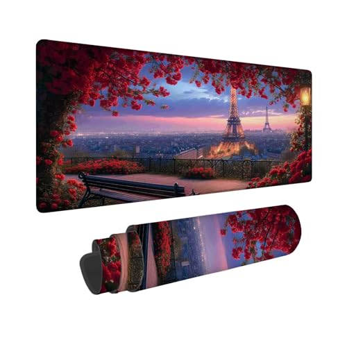 Mauspad XXL 1600 x 800 mm,Mousepad Landschaft Gaming Mauspad,Wasserabweisend Mauspad Blume Desk Mat,Vernähten Kanten Mouse Pad,Schreibtischunterlage mit Rutschfester Gummibasis für PC,Laptop F-718 von Shueayin