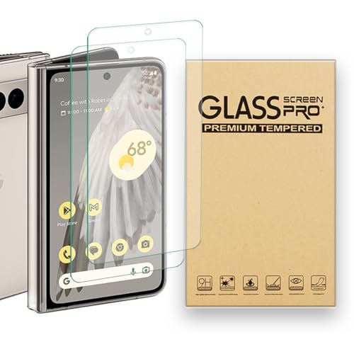 Shunwige [2 Stück] Displayschutzfolie aus gehärtetem Glas, entworfen für Google Pixel Fold, gehärtetes Glas/Ausrichtungsrahmen, kratzfest, deckt nur den Displaybereich ab von Shunwige