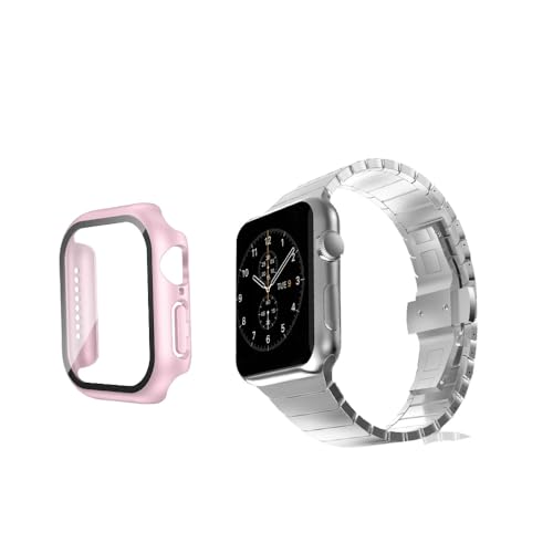 Shunwige Schutzhülle aus gehärtetem Glas, kompatibel mit Apple Watch, 38 mm, schlanker Schutz, vollständige Abdeckung, harte PC-Schutzhülle, HD, ultradünne Abdeckung für iWatch Serie 3/2/1, 38 mm von Shunwige