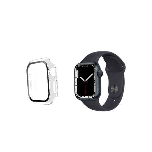 Shunwige Schutzhülle aus gehärtetem Glas, kompatibel mit Apple Watch, 45 mm, schlanker Schutz, Stoßstange, vollständige Abdeckung, harte PC-Schutzhülle, HD, ultradünne Abdeckung für iWatch Serie von Shunwige