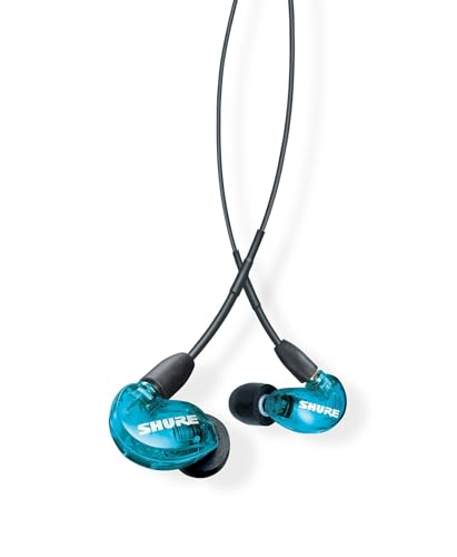 Shure SE215SPE-EFS Professional Over the Ear Earphones, Sound Isolating with Single Dynamic MicroDriver, Clear Sound + Deep Bass, 3.5mm Cable - Blau von Shure