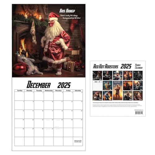 Shxupjn Lustiger Hühnerkalender 2025, Hühnerkalender 2025 Wand,12-monatiger jährlicher Red Hot Rooster Chicken-Wandkalender | 12x12 Zoll Familienplaner-Kalender für Jubiläen und wichtige Ereignisse von Shxupjn