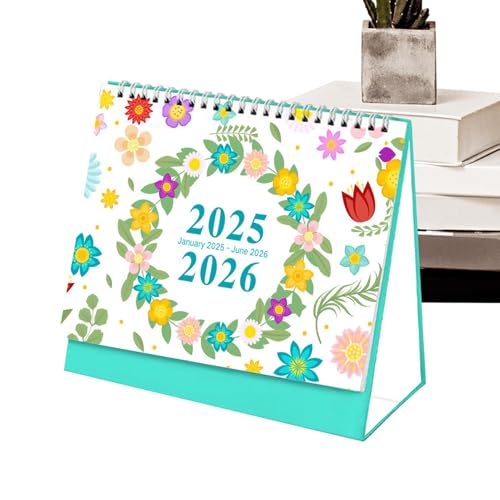 Shxupjn Tischkalender 2025 bis 2026, Monatskalender mit Blumenmuster,7 x 8 Zoll Blumen-Tischkalender | Tischkalender 2025, Blumen-Tischkalender aus dickem Papier, Tischkalender 2025–2026, abreißbarer von Shxupjn