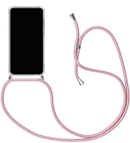 Handykette Kompatibel für Google Pixel 4 Hülle, Silikon Transparent Handyhülle mit Kordel zum Umhängen Necklace Hülle mit Band Schutzhülle Halsband Hülle mit Umhängeband, Rosa von SiGrid