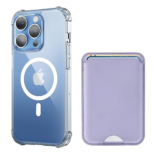 Siaincsy 2-in-1 magnetische Schutzhülle für iPhone 14 Pro, dünn, transparent, mit Kartenhalter, Leder, Brieftaschen-Handyhülle, Anti-Vergilbung und mil-Qualität, Falltest, kompatibel mit MagSafe -15,5 von Siaincsy