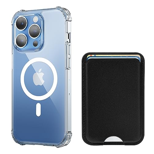 Siaincsy 2-in-1 magnetische Schutzhülle für iPhone 15 Pro, dünn, transparent, mit Kartenhalter, Leder, Brieftaschen-Handyhülle, Anti-Vergilbung und mil-Qualität, Falltest, kompatibel mit MagSafe -15,5 von Siaincsy