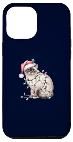 Hülle für iPhone 15 Plus Siamkatze mit Weihnachtsmütze und Weihnachtsbeleuchtung von Siamese Cat Owner Gift Christmas Holiday Shirt