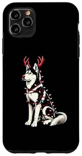 Hülle für iPhone 11 Pro Max Sibirischer Husky Weihnachtsmann Weihnachtsbeleuchtung Pyjama Merry Wolfmas von Siberian Husky Dog Christmas Santa Pajamas Women