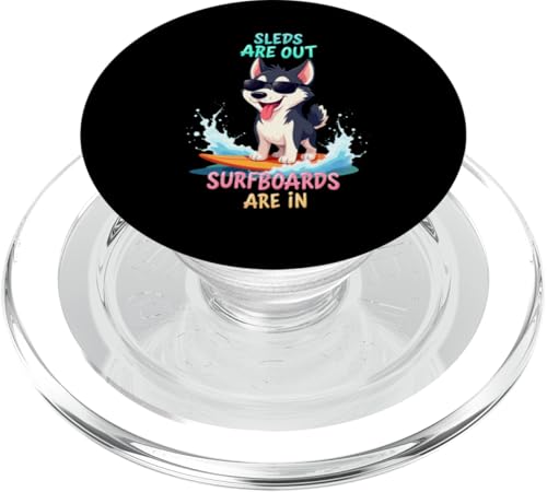 Cooler Sibirischer Husky Surf-Hund PopSockets PopGrip für MagSafe von Siberian Husky Fun Designs