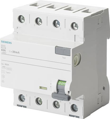 Siemens 5SV33464 5SV3346-4 FI-Schutzschalter B 4polig 63A 0.03A 400V von Siemens