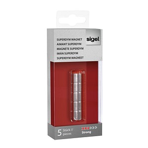 SIGEL Strong Magnete silber, Metall Ø 1,0 x 1,0 cm, 5 St. von Sigel