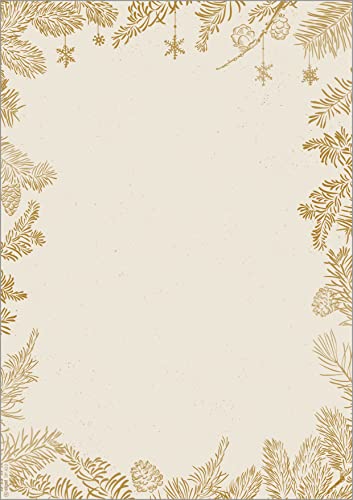 SIGEL DP422 Briefpapier Weihnachten "Golden Christmas", DIN A4, 100 Blatt, Weihnachtsbriefpapier aus nachhaltigem Papier von Sigel