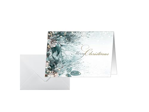 SIGEL DS086 Weihnachtskarten-Set "Eucalyptus magic", A6 quer, 25 Karten mit Umschlägen, ideal zum Bedrucken, aus nachhaltigem Papier von Sigel