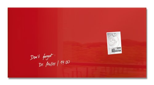 SIGEL GL147 Premium Glas-Whiteboard 91x46 cm rot hochglänzend, SGS geprüft, einfache Montage, Glas-Magnettafel Artverum von Sigel