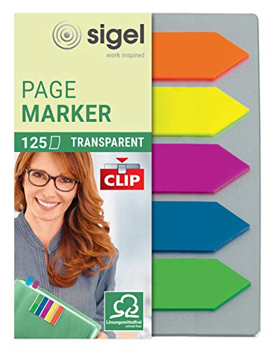 SIGEL HN611 Haftmarker Pfeile, Karte mit Klemmfunktion, 125 Mini-Streifen im Format 12 x 50 mm, 5 Farben von Sigel