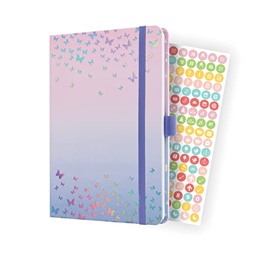 SIGEL J4347 Wochenkalender Jolie 2024, Butterfly Confetti Candy, ca. A5, Hardcover, Gummiband, Stiftschlaufe, Einstecktasche, 174 Seiten, aus nachhaltigem Papier, Terminplaner von Sigel