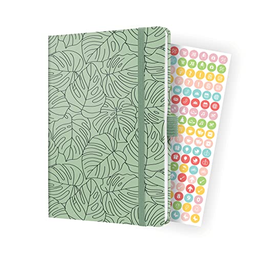 SIGEL J4353 Wochenkalender Jolie 2024, Green Monstera, ca. A5, Hardcover, Gummiband, Stiftschlaufe, Einstecktasche, 174 Seiten, aus nachhaltigem Papier, Terminplaner von Sigel