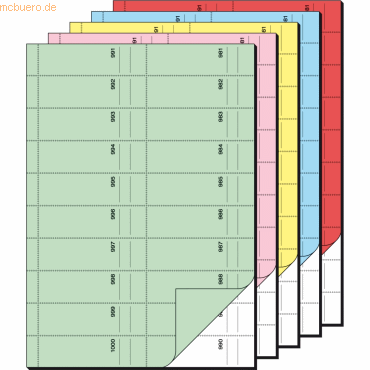 Sigel Bonbuch 1000 Abrisse A4 hoch 65g/qm 5 Farben sortiert 2x50 Blatt von Sigel