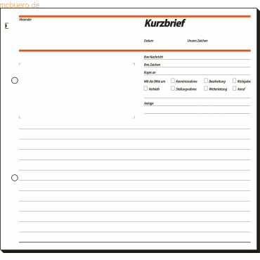 10 x Sigel Formularbuch Kurzbrief 2/3 A4 VE=50 Blatt von Sigel