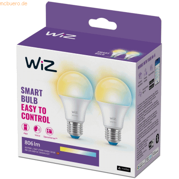 Signify WiZ White Lampe E27 Tunable 60W matt Zweierpack von Signify