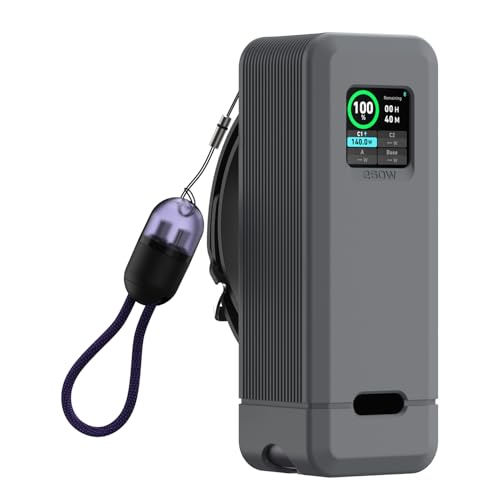 Silikonhülle für Anker Prime 27.650mAh Power Bank (250W),2mm Dicke Stoßfeste und Sturzsichere Silikonhülle mit Oleophobe Beschichtung, fasst 1*Simkarten/1*SIM Karte Nadel (Grau+0.2M Kabel) von Sikai