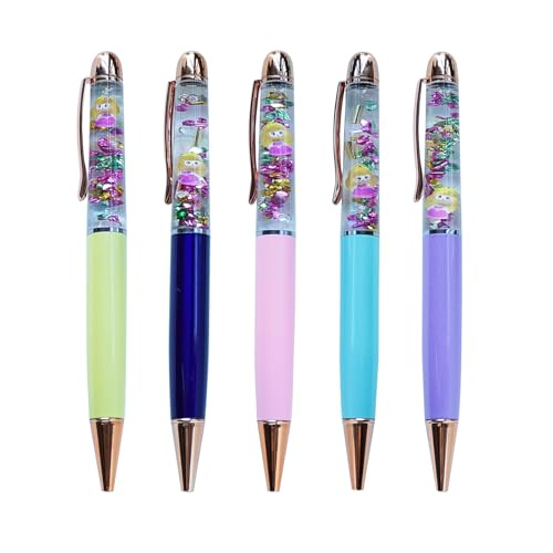 Sikyby Prinzessin Nettes 3D Schwimmer Flüssigkeit Schreiben Journaling Büro Stift Einzigartiges Geschenk für Frauen Männer Kinder Set von 5 Stiften von Sikyby