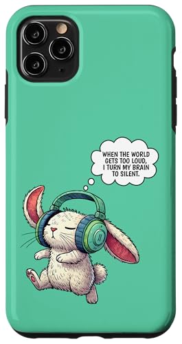 Hülle für iPhone 11 Pro Max Relaxed Bunny with Headphones Creative Design von Silent Hase Social Trends