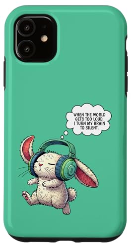 Hülle für iPhone 11 Relaxed Bunny with Headphones Creative Design von Silent Hase Social Trends