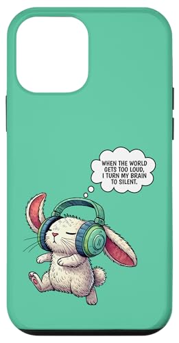 Hülle für iPhone 12 mini Relaxed Bunny with Headphones Creative Design von Silent Hase Social Trends