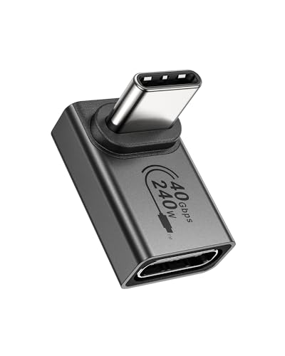 Silkland 90 Grad USB C Winkel Adapter, USB C Stecker auf Buchse, USB 4.0 40Gbps Datenübertragung, PD3.1 240W Schnellladen Extender, Typ C OTG Adapter für Steam Deck, Laptop, Tablet, Handy usw. von Silkland