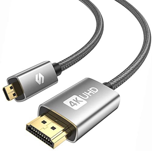 Silkland Micro HDMI auf HDMI Kabel 2M, 4K@60Hz, Micro HDMI Kabel Unterstützt Ethernet, 3D, HDR und ARC, Micro HDMI to HDMI Kompatibel mit GoPro Hero 9/8/7/6/5, Raspberry Pi 4, Sony Kamera A6300 A6400 von Silkland