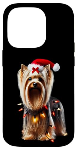 Hülle für iPhone 14 Pro Silky Terrier Weihnachtsmannmütze Weihnachtsbeleuchtung Hundebesitzer Mama Papa von Silky Terrier Christmas Products